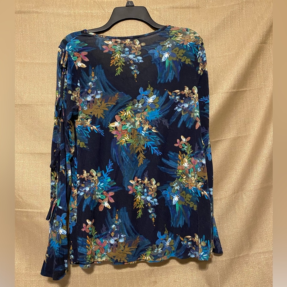 Long sleeve blue floral shirt